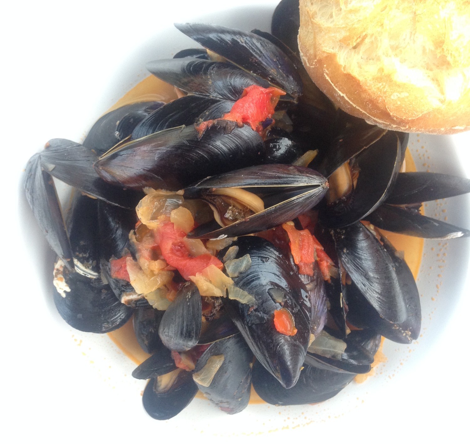 miesmuscheln in weiswein tomaten sud - cozze al vino bianco e pomodoro